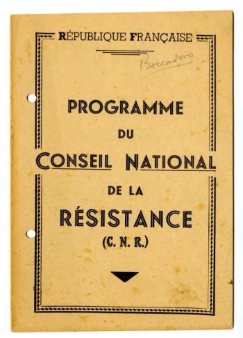 Programme du Conseil National de Résistance © Photo et collection du CHRD Lyon, Ar. 2111