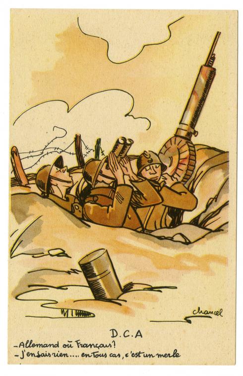 Carte postale humoristique "soldats au front" illustrée par Chancel - Collection du CHRD, fonds Bernard le Marec, N° Inv. 2077 © Pierre Verrier