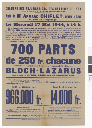 Affichette de vente de bien par adjudication - © Collection des Archives nationales de Paris