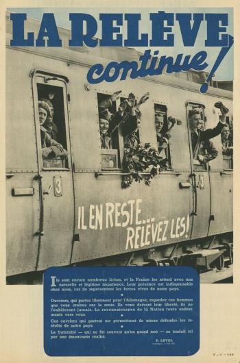 Affiche "La Relève continue", 1942 - Collection du © CHRD, N° Inv. A. 52