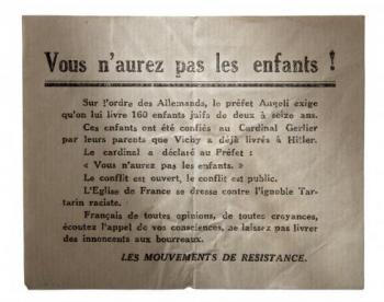 Tract "Vous n'aurez pas les enfants" © Photo Pierre Verrier - Collection du CHRD, Ar. 262