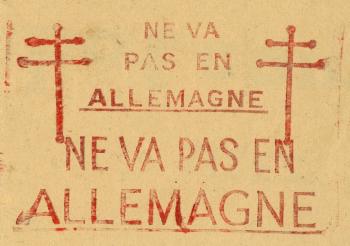 Tract "Ne vas pas en Allemagne" - Collection du © CHRD, N° Inv. 1926