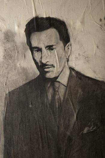 Ernest Pignon-Ernest, Ahmed Cherchari (19.. - 1960) , 2012 ; Collage de la prison Saint-Paul désaffectée © Photo Pierre Verrier - Collection du CHRD, Ar. 2086-1