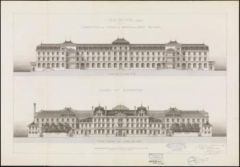 Façade de l’École du service de santé militaire, Projet dressé le 26 juin 1889 par l’architecte en chef de la Ville, Abraham Hirsch © Droits Réservés - Collection des Archives Municipales de Lyon