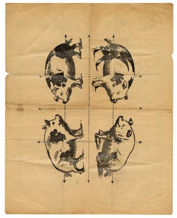 Le 5e cochon ; Tract, imprimé au verso d’une partition musicale © Photo et collection du CHRD, Ar. 1508