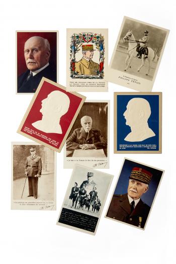 Cartes postales à l’effigie du maréchal Pétain © Photo Pierre Verrier - Collections du CHRD, Ar. 2077-16