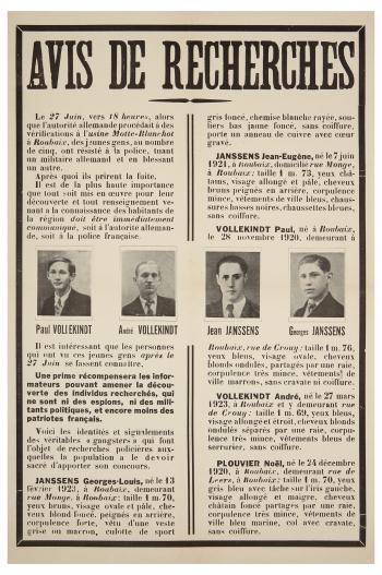 Avis de recherche, juillet 1941 © Photo Pierre Verrier - Collection du CHRD, A 238