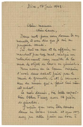 Dernière lettre à sa mère et à sa sœur, 17 juin 1943