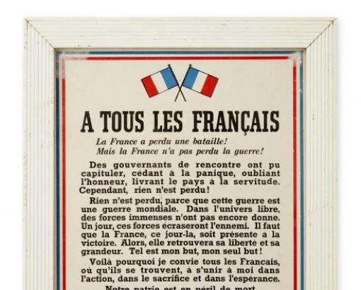 Affiche "À tous les français" © Photo Pierre Verrier - Collection du CHRD, Ar. 1991