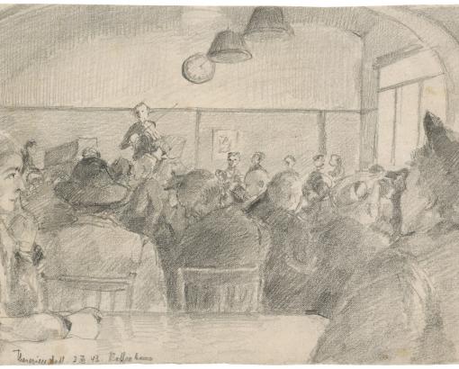 "Concert dans une salle" par Arthur Goldschmidt, 1943 - Collection du CHRD, fonds Georges-Arthur Goldschmidt, N° Inv. Ar. 1626-51 © Pierre Verrier