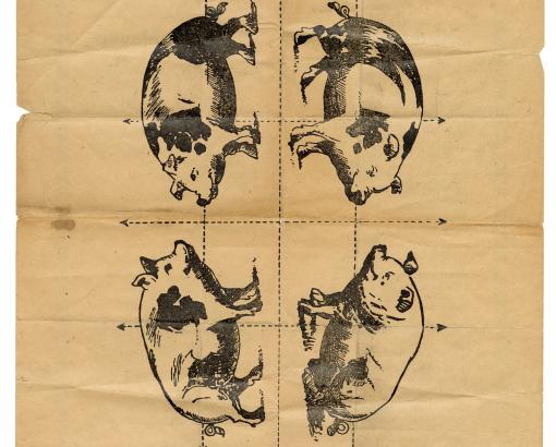 Le 5e cochon ; Tract, imprimé au verso d’une partition musicale © Photo et collection du CHRD, Ar. 1508