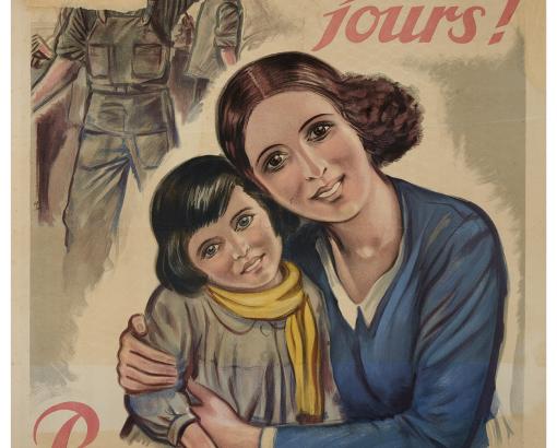 Affiche "Finis les mauvais jours ! Papa gagne de l’argent en Allemagne !" © Photo Pierre Verrier - Collection du CHRD, A 385