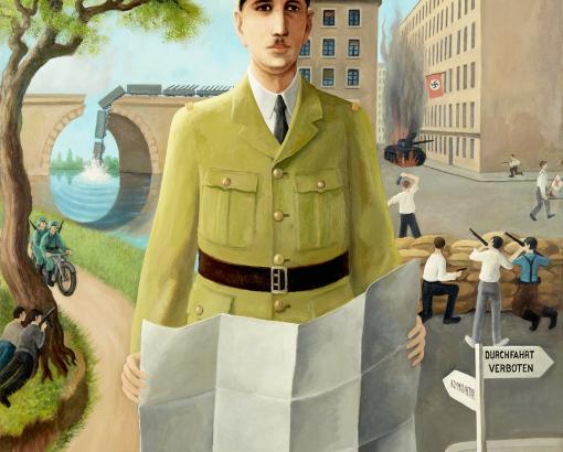 Lucien le Guern (1914-1981) Portrait du général de Gaulle, 1945-1953, huile sur panneau contreplaqué