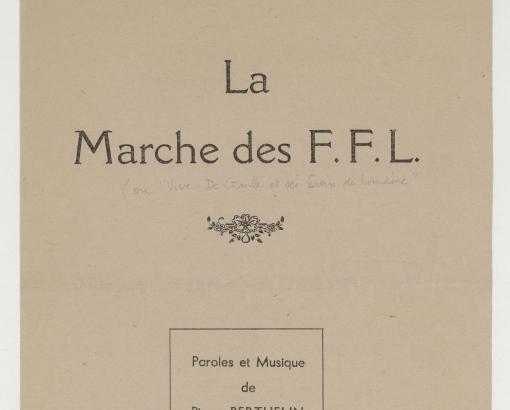 La marche des FFL, partition musicale © Photo et collection du CHRD