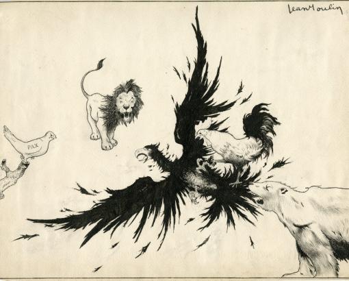 A la curée, dessin de Jean Moulin, 1917