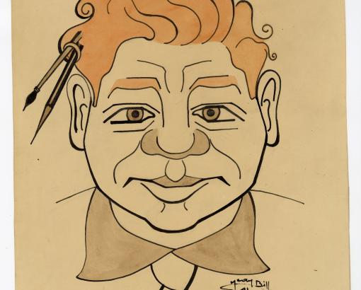 Caricature de l’architecte Henri-Ernest Giscard réalisée au Stalag VIII C