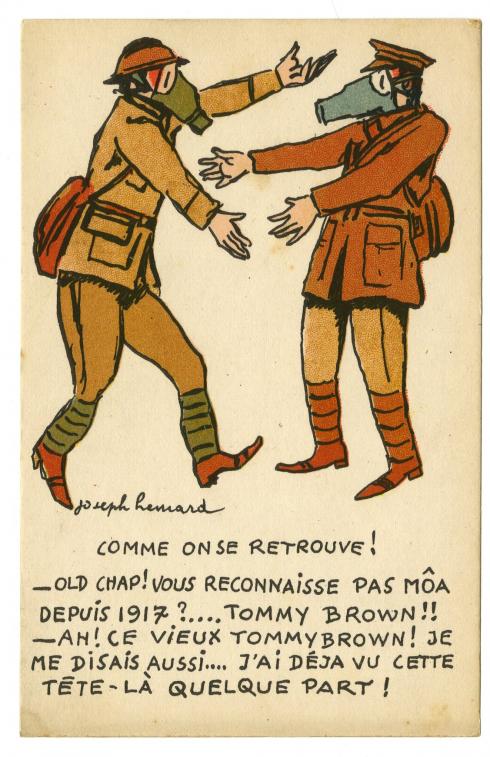 Carte postale humoristique "Comme on se retrouve", illustrée par Joseph Hémard - Collection du CHRD, fonds Bernard le Marec, N° Inv. 2077 © Pierre Verrier