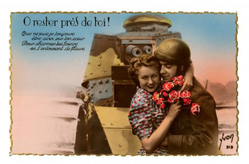 Carte postale "Ô rester près de toi !" -  Collection du © CHRD, fonds Bernard le Marec, N° Inv. Ar 2077-16