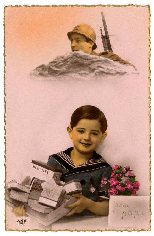Carte postale "Pour papa" - Collection du CHRD, N° Inv. Ar 2077-16