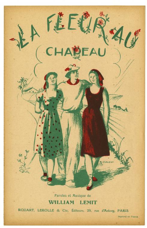 Partition musicale "La fleur au chapeau" - © Pierre Verrier, Collection du CHRD, N° Inv. Ar. 1220