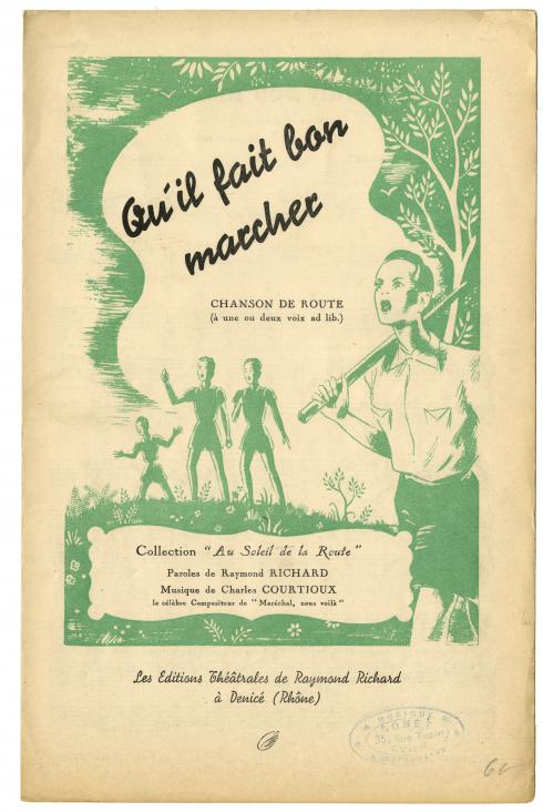 Partition musicale "Qu'il fait bon marcher" © Photo et collection du CHRD, Ar. 1220