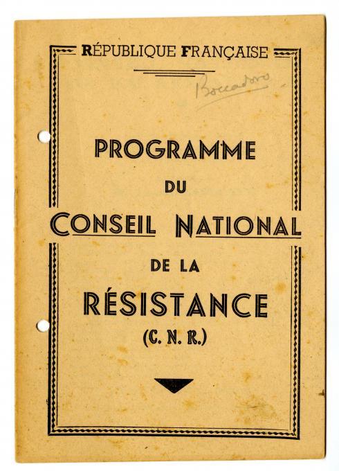 Programme du Conseil National de Résistance © Photo et collection du CHRD Lyon, Ar. 2111