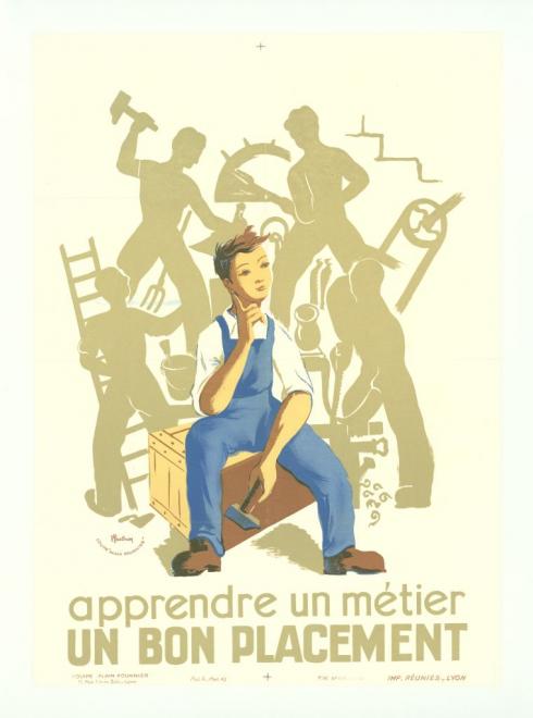 Affiche "Apprendre un métier, un bon placement" de l'atelier Alain-Fournier - Collection du CHRD, N° Inv. A. 318 © Blaise Adilon