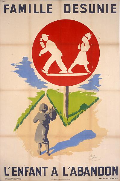 Famille désunie, l'enfant à l'abandon, affiche de l'atelier Alain-Fournier © Photo Blaise Adilon - Collection du CHRD, A. 313