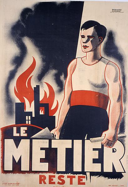 Le métier reste, affiche de l'atelier Alain Founier © Photo Blaise Adilon - Collection du CHRD, A. 334 