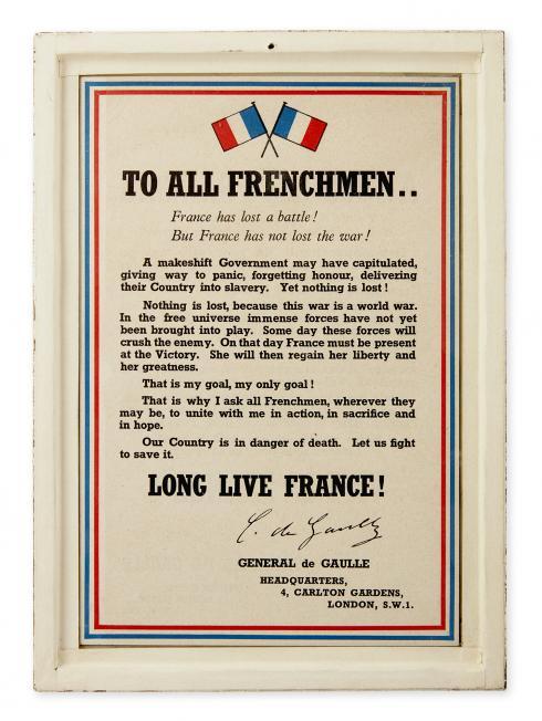 Affiche "À tous les français" version anglaise © Photo Pierre Verrier - Collection du CHRD, Ar. 1991
