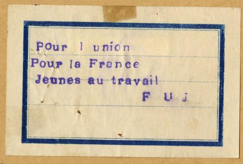 Papillon "Pour 'l'union" - Collection du © CHRD, N° Inv. 1926