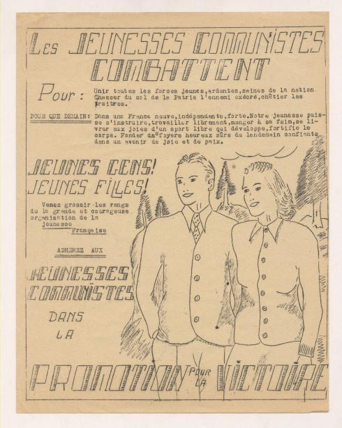 Tract "Les jeunesses communistes combattent" © Photo et collection du CHRD, Ar. 1258