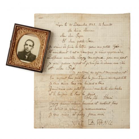 Portrait et lettre d'Henri Mazuir