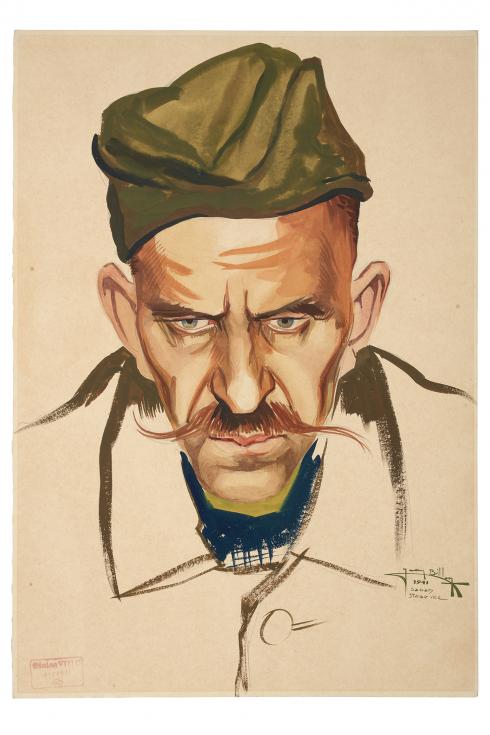  Jean Billon, prisonnier de guerre, Matricule 56.177, Pologne, prisonnier de l'armée polonaise, 1941, Gouache sur papier portant tampon du stalag VIIIC (Sagan, Pologne) © Photo Pierre Verrier - Collection du CHRD, Ar. 1196-10