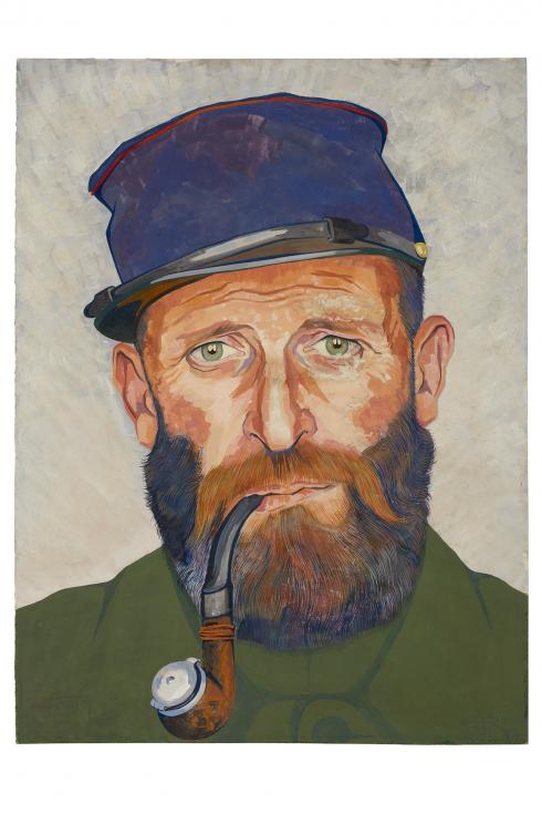 Jean Billon, prisonnier de guerre, Matricule 18.203, Bretagne, ouvrier plombier, 1941, Gouache sur papier portant tampon du stalag VIIIC (Sagan, Pologne) © Photo Pierre Verrier - Collection du CHRD, Ar. 1196-11