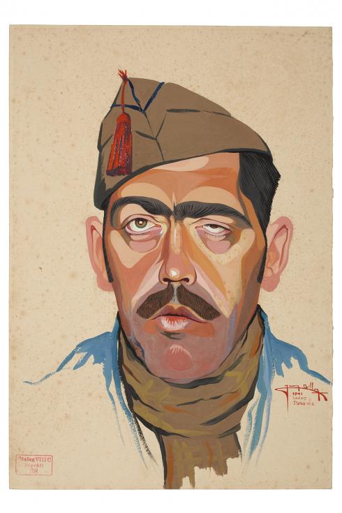 Jean Billon, prisonnier de guerre, Matricule 53.497, Nord, marinier, 1941, Gouache sur papier portant tampon du stalag VIIIC (Sagan, Pologne) © Photo Pierre Verrier - Collection du CHRD, Ar. 1196-12