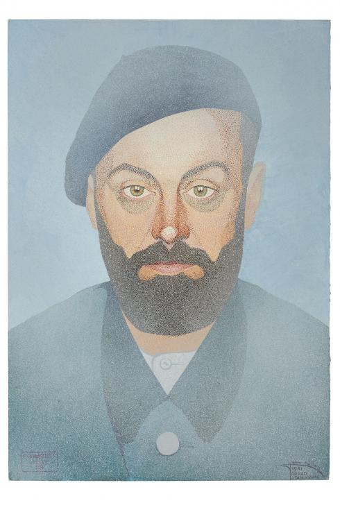 Jean Billon, prisonnier de guerre, Matricule 11.789, Ile-de-France, commerçant, 1941, Gouache sur papier portant tampon du stalag VIIIC (Sagan, Pologne) © Photo Pierre Verrier - Collection du CHRD, 1196-30