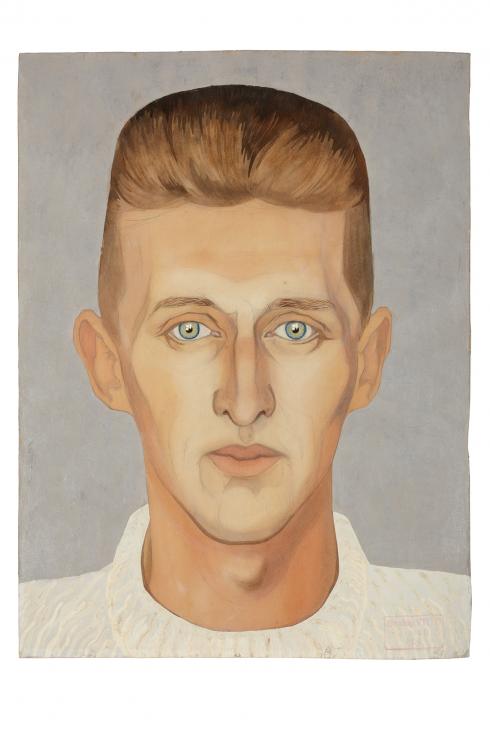 Jean Billon, prisonnier de guerre, Matricule 57.961, Paris, étudiant, 1941, Gouache sur papier portant tampon du stalag VIIIC (Sagan, Pologne) © Photo Pierre Verrier - Collection du CHRD, Ar. 1196-40