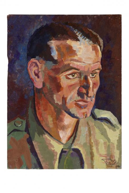 Jean Billon, prisonnier de guerre, 1941, Gouache sur papier portant tampon du stalag VIIIC (Sagan, Pologne) © Photo Pierre Verrier - Collection du CHRD, Ar. 1196-47