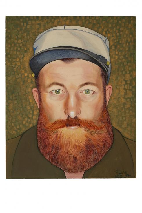 Jean Billon, prisonnier de guerre, Matricule 29.742, Bretagne, commerçant, 1941, Gouache sur papier portant tampon du stalag VIIIC (Sagan, Pologne) © Photo Pierre Verrier - Collection du CHRD, Ar. 1196-61