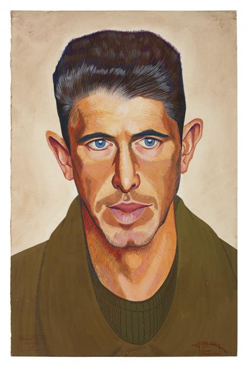 Jean Billon, prisonnier de guerre, Matricule 29.237, Côte basque, éleveur de chevaux, 1941, Gouache sur papier portant tampon du stalag VIIIC (Sagan, Pologne) © Photo Pierre Verrier - Collection du CHRD, Ar. 1196-64