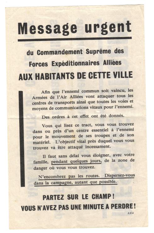 Message d'alerte à l'intention des populations civiles