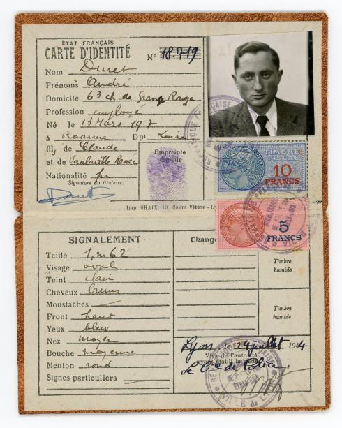 Fausse carte d’identité d’Adrien Denavit au nom d’André Duret, 1944
