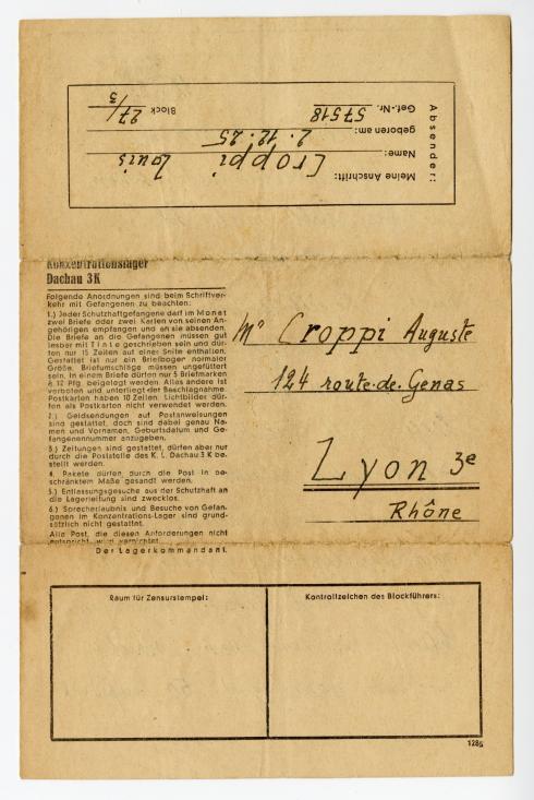 Lettre du 12 mars 1944