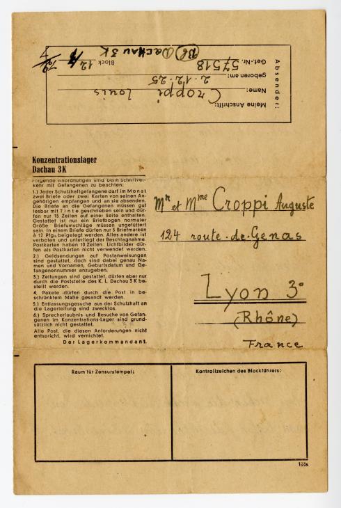 Lettre du 16 avril 1944