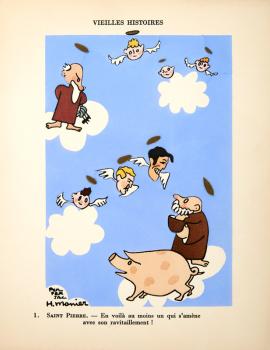 Planche 1 de "Sans Tickets" – Trente dessins sur les temps présents, par Pol Ferjac et Henri Monier, La corne d’abondance, 1943 - Collection Grenard © Pierre Verrier