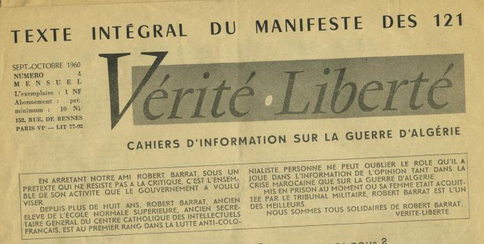 Vérité Liberté de septembre 1960 avec « le texte intégral » du Manifeste des 121 - © Collection privée