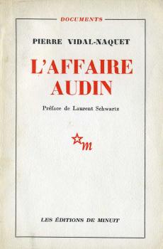 Couverture du livre "L’Affaire Audin" de Pierre Vidal-Naquet, Éd. Minuit, 1958