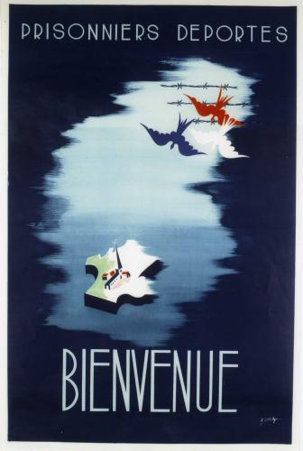 Affiche "Prisonniers, déportés, bienvenue" éditée au printemps 1945 par le Ministère des Prisonniers, des Déportés et des Réfugiés - Collection © CHRD, N° Inv. A 16b