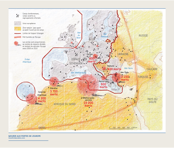 Carte "Mourir aux portes de l’Europe" de © Philippe Rekacewicz